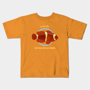 Gold Stripe Maroon Clownfish Kids T-Shirt